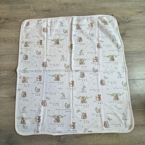 Vintage Carters Baby Receiving Blanket White Cotton Bear Bunny Park Made in USA